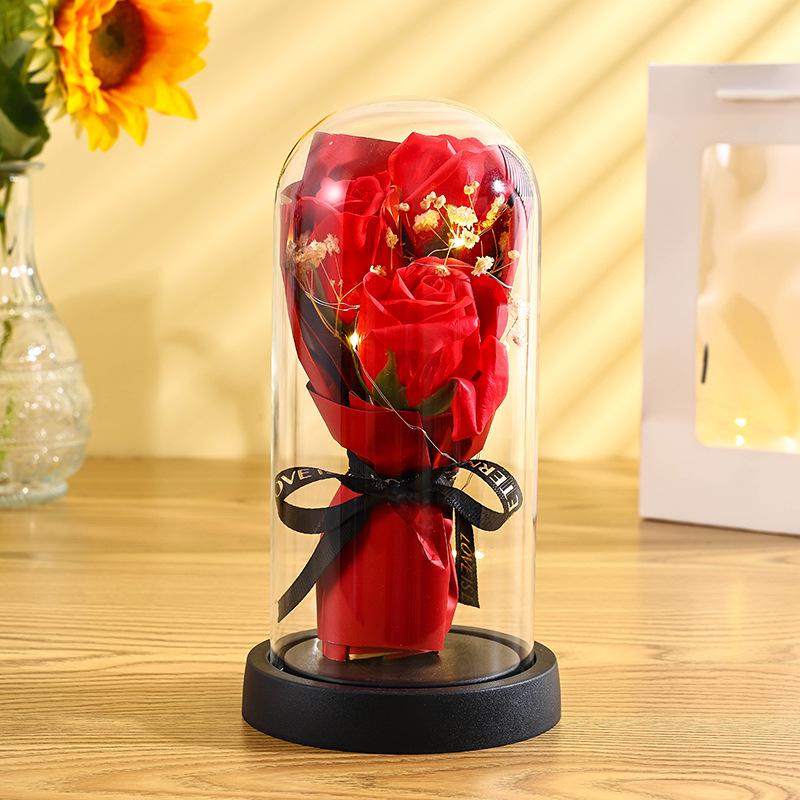 Preserved Rose Glass Dome: Qixi Valentine's Day & Birthday Gift