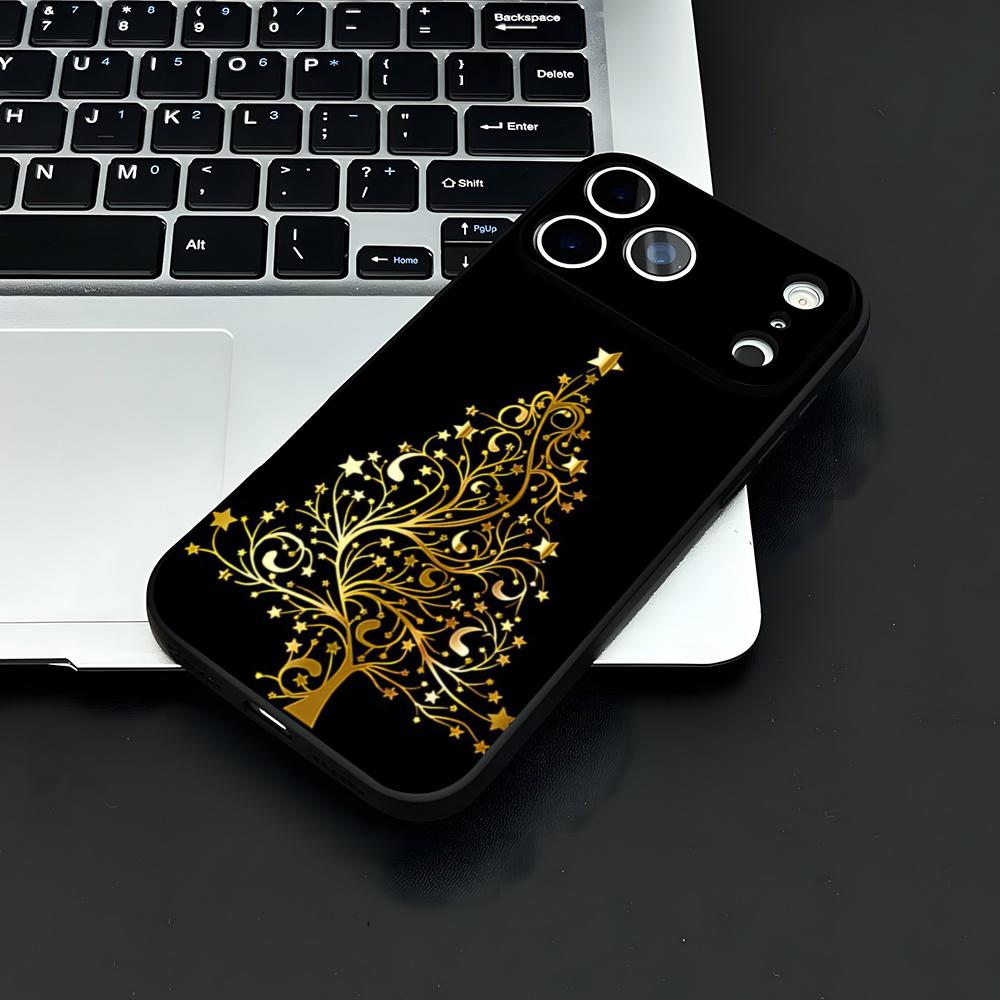 

Merry Christmas Tree Phone Case For IPhone 17 Air 16 E Pro Max 15 14 13 Mini 12 Pro 11 Max Plus Black Soft Shell iPhone 14