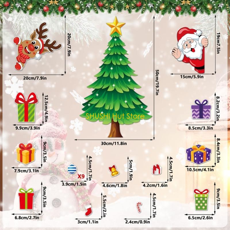 Christmas Refrigerator Magnets Christmas Tree Magnets for Refrigerator Stickers Decoration Stickers for Fridge for D57B жёлтый