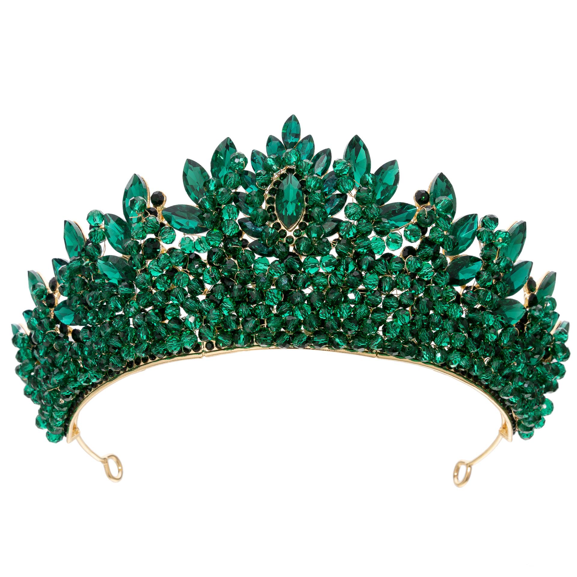 Barok Europese en Amerikaanse Schoonheidswedstrijd Bruidskroon Tiara Legering Kristal Bruiloft Hoofdband Haaraccessoires Kroon black