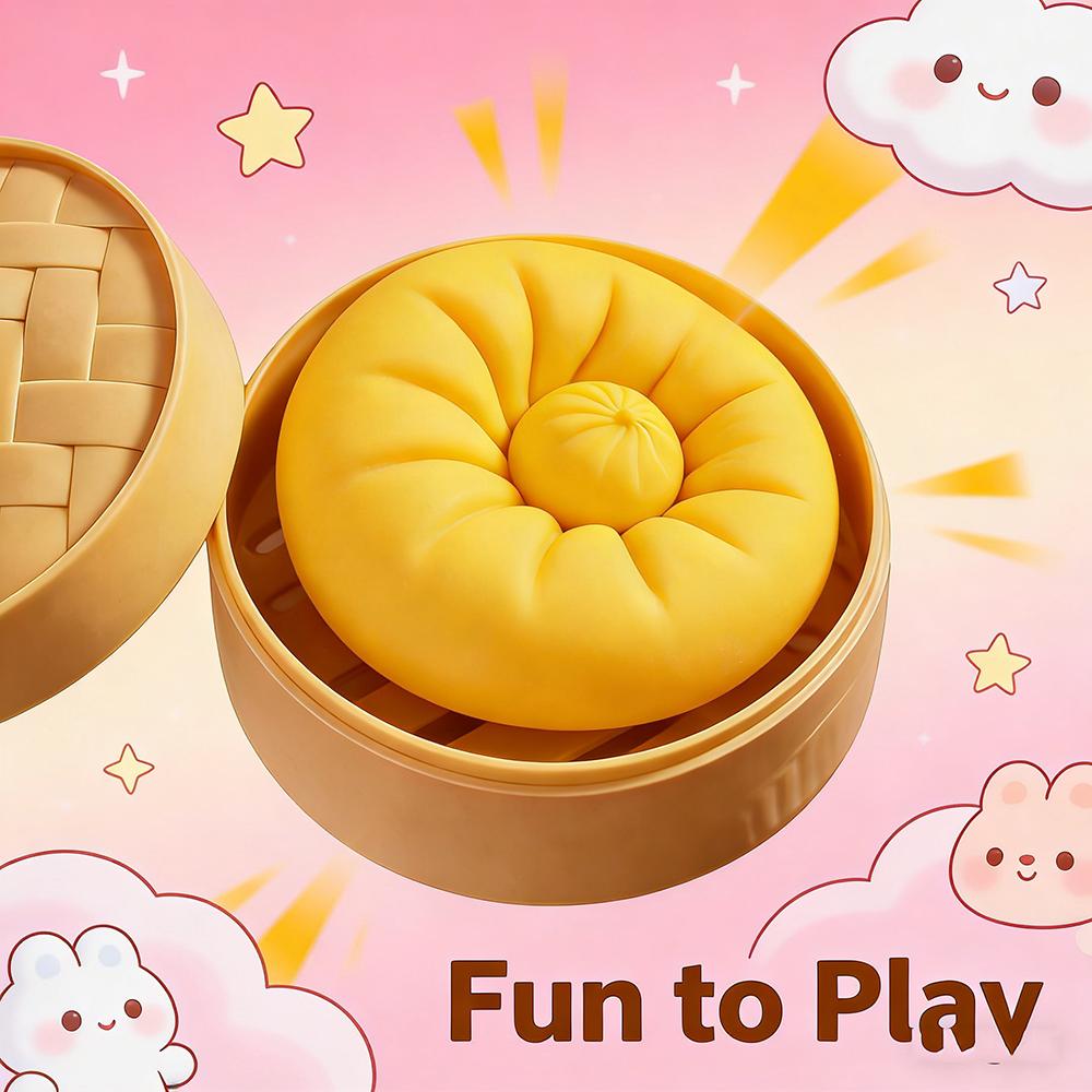 New Hot Baozi Squishy Stress Relief Balls With Steamer Reusable Rebound Squeeze Reliever Toys Dough Ball Home Office Gifts