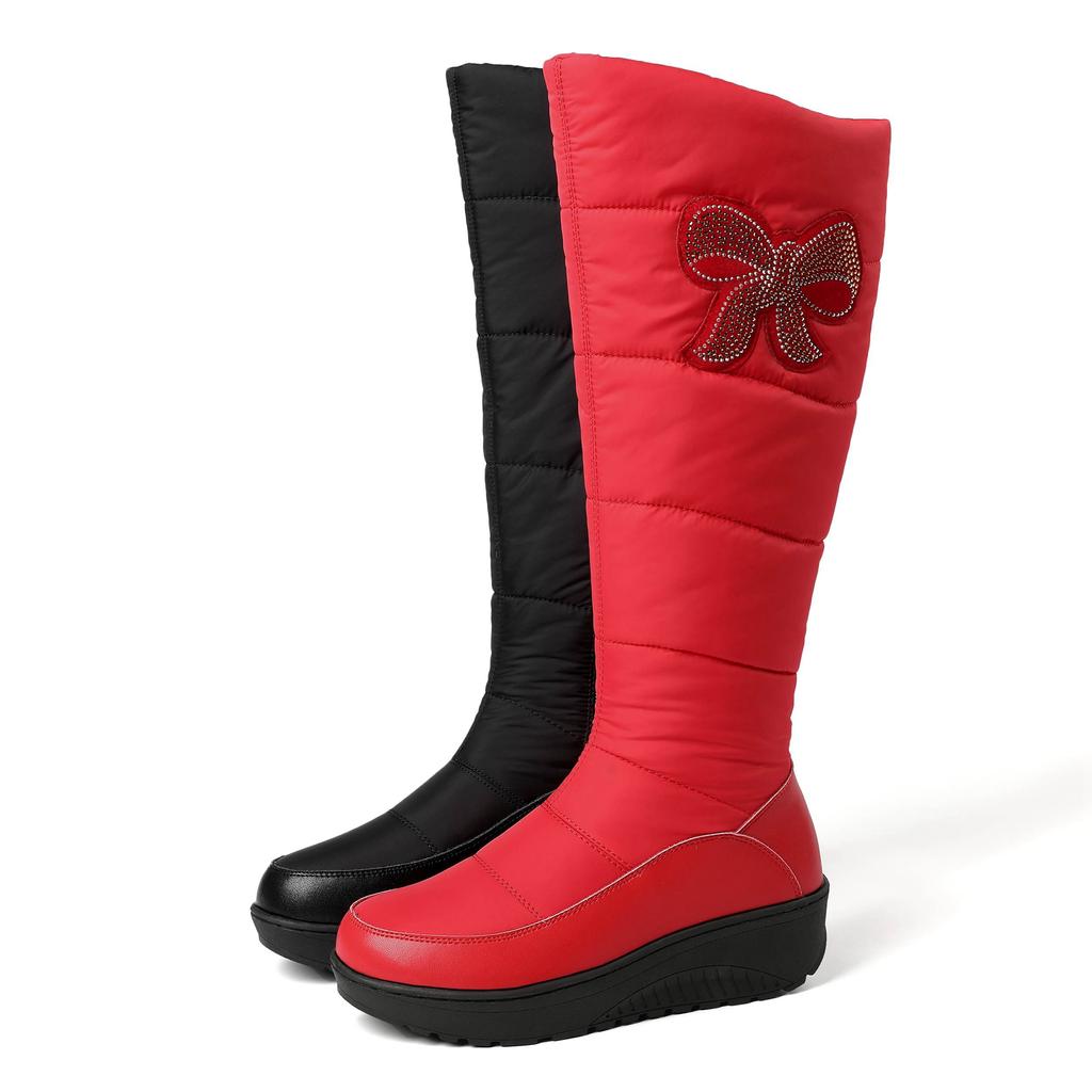 Krazing Pot Microfiber Down Fiber Tarpaulin Autumn Winter Shoes Med Heels Size 44 Super Size Snow Boots Round Toe Keep Warm Thigh High Boots