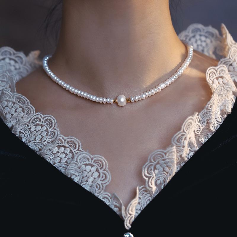 Super High Quality 100% Natural Freshwater Pearl 14K Gold Filled Female Short Beads Chain Necklace Mother's Day Gifts No Fade