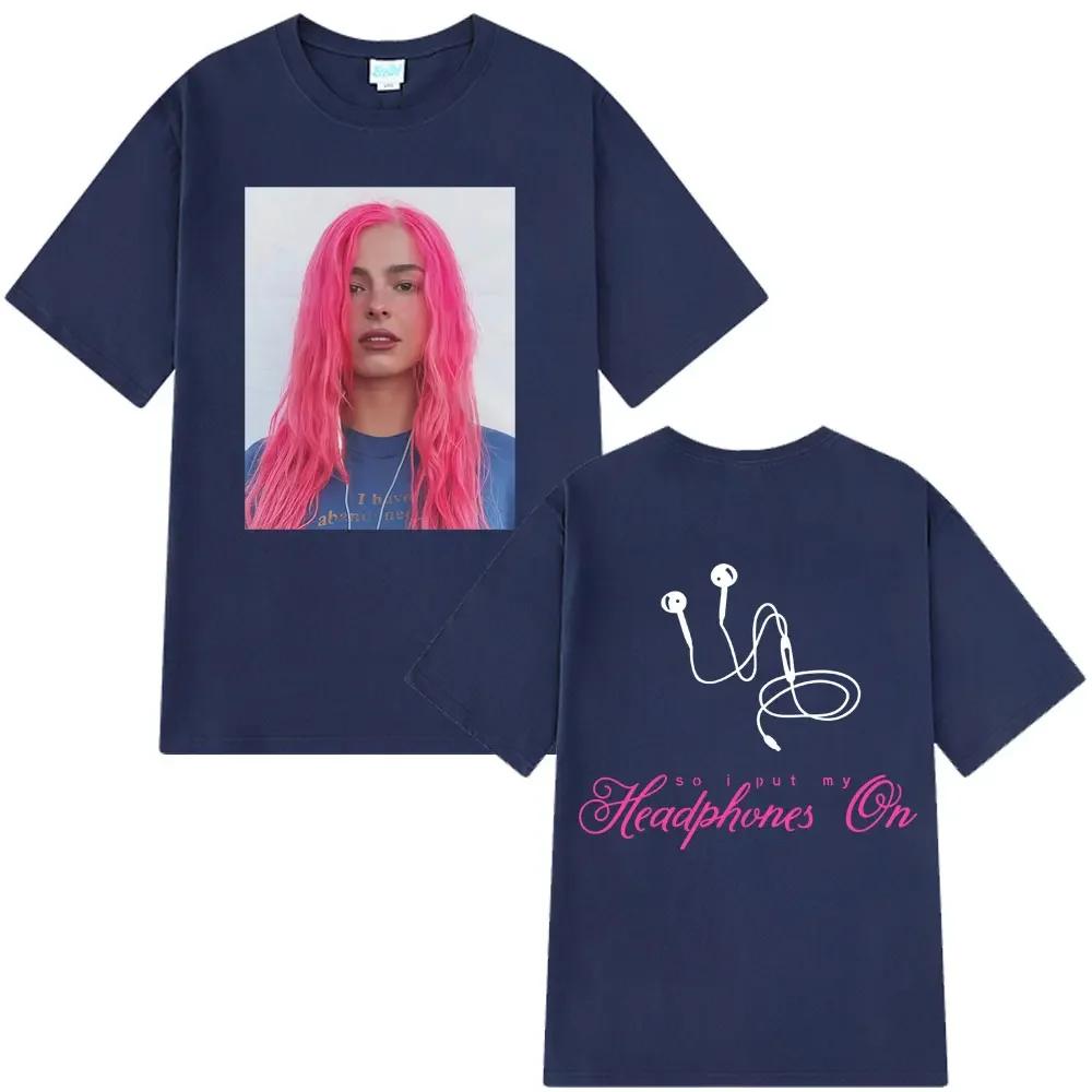 Addison Rae Headphones Fashion Graphic Tshirt Unisex Wounisex Cotton Casual Loose T Shirt Fan Gifts Summer Aesthetic Casual Tshirts