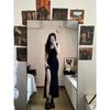2025 Women's Black Slimming Bodycon Tea-Length Dress