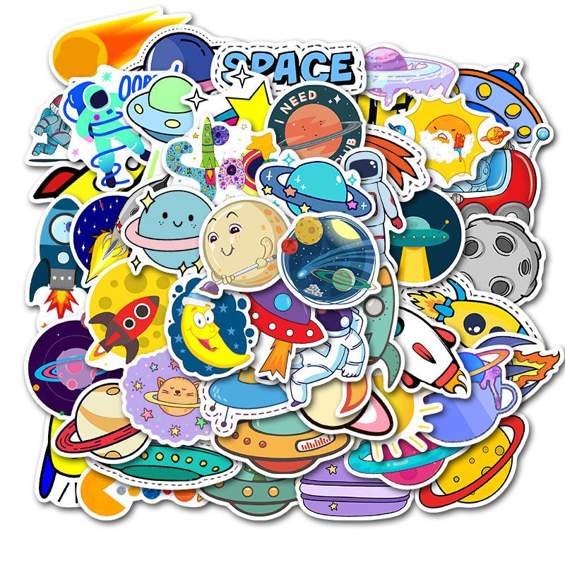 50Pcs Waterproof Planet Sticker For Phone Laptop Skateboard Refrigerator Decal