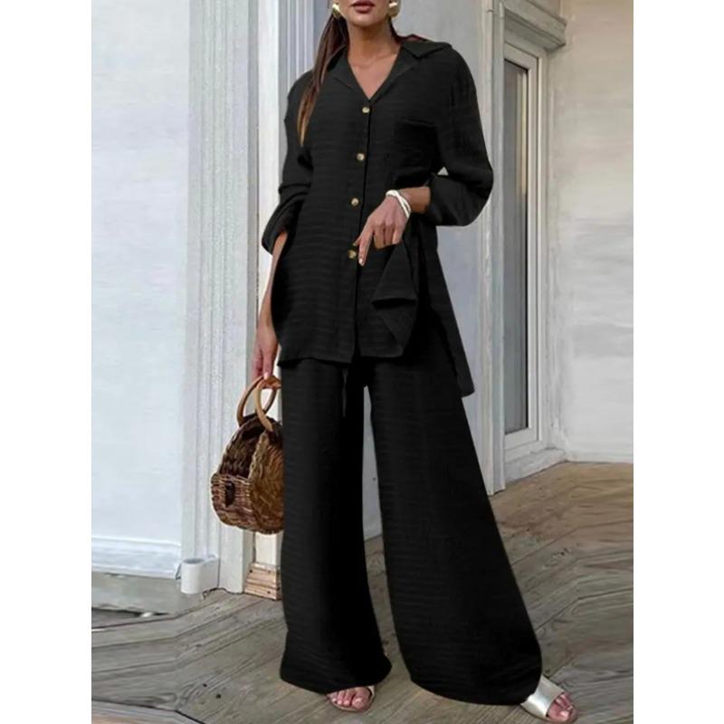 QICED Autumn Women's Fashion Top, Women's Leopard Print Pants, Casual Loose Suit