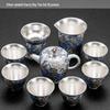 Silver-Plated Ceramic Kung Fu Tea Set: Complete Home Gift Box with Tea Cups and Pot