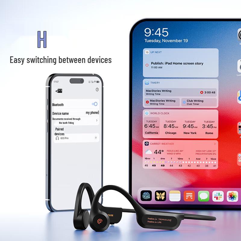 Casque de sport aigo G03PRO à conduction osseuse, étanche IP68