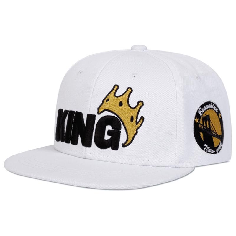 

Unisex KING Crown Embroidery Baseball Caps Hip-hop Hats Spring and Autumn Outdoor Adjustable Casual Hats Sunscreen Hat 56-60cm белый
