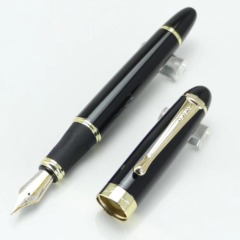 

JINHAO X450 Розкішна перова ручка Чорна із золотим 18 каратним покриттям Широкий перо 22 кольори та чорнило Подарункові ручки