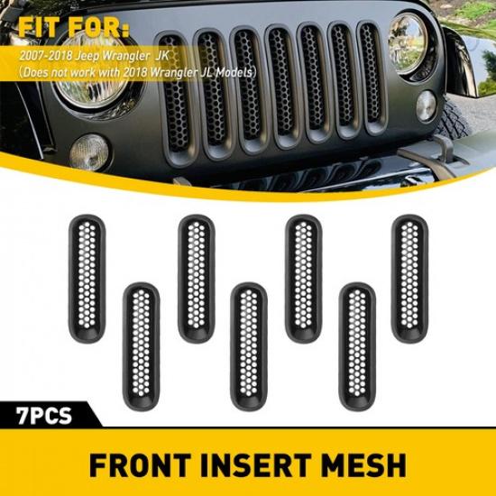 Front Mesh Grille erts Headlight & Accessories Cover For Jeep Wrangler JKU JK