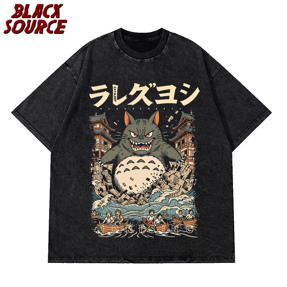 

T Anime Series cat Printed Men and Women Casual Loose Round Neck Short Sleeves Harajuku Anime Tshirt S
