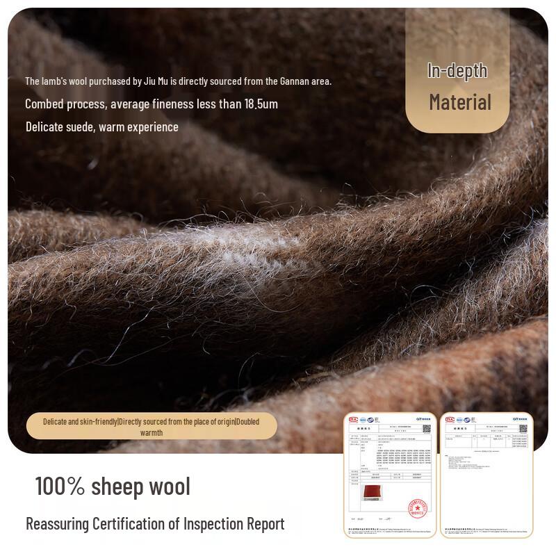 JIUMU Men's Pure Wool Plaid Scarf