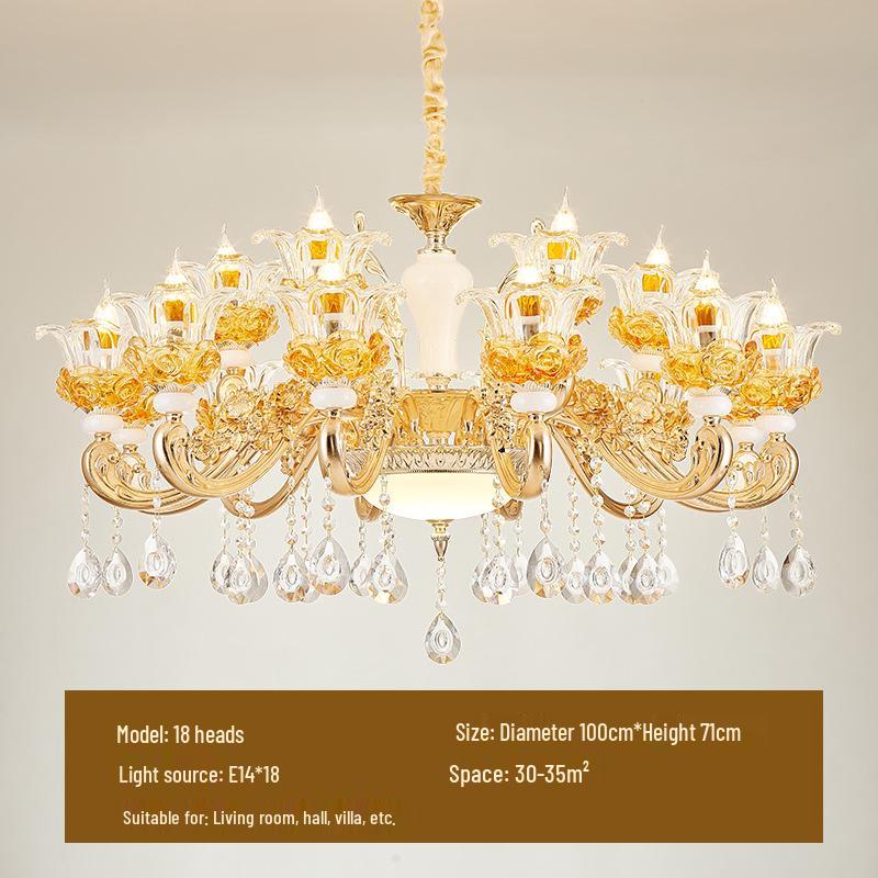 European Zinc Alloy Crystal Chandelier for Living Room, Bedroom, or Restaurant