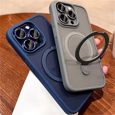 Luxuriöses kabelloses Magsafe-Ladegehäuse für iPhone 11 12 13 14 15 16 Pro Max Plus mit magnetischer Ringhalterung, Kameraschutzabdeckung