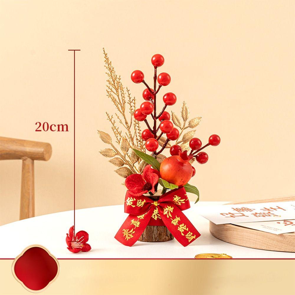 Red Berry Branch Spring Festival Pots Good Fortune New Year Pots Wedding Pots  Home Decor