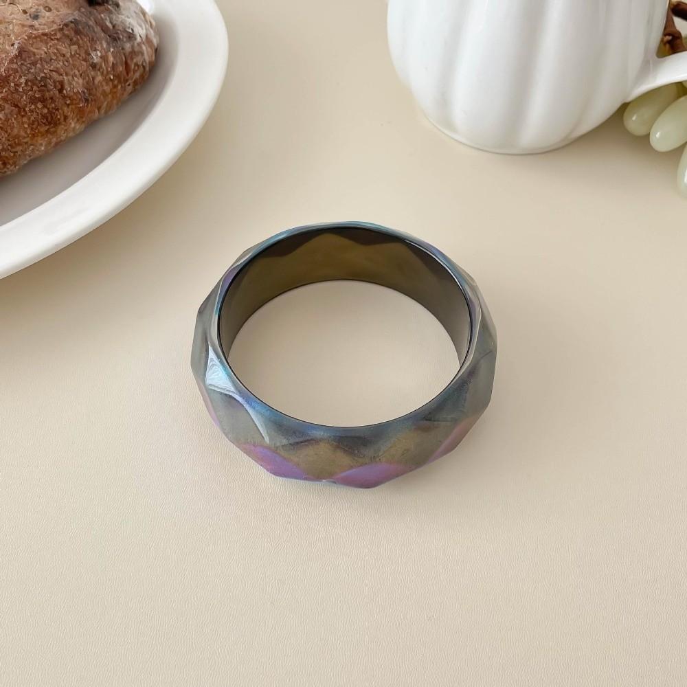 Bohemian Colorful Resin Bangle Transparent Wide Chunky Hand Ring Exaggerated Pearly Bracelet Girls