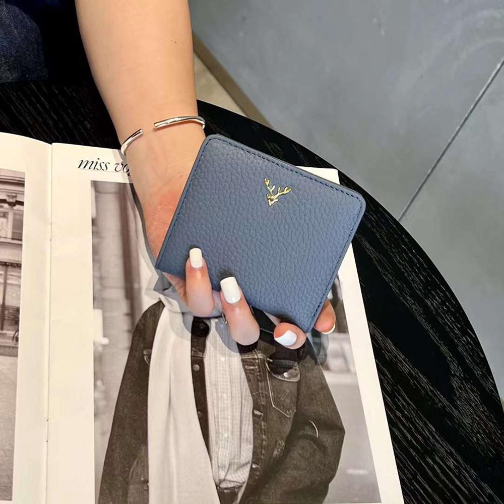 Portofele de damă scurte din piele naturală 2025, primul strat de piele de vacă, portmoneu de modă, portofel bifold cu cerb, suport pentru carduri