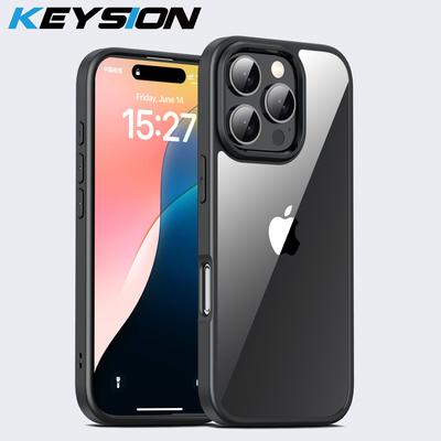 KEYSION Shockproof Case for iPhone 16 15 Pro Max Silicone+PC Ultrathin HD Transparent Phone Back Cover for iPhone 15 16 Pro Max