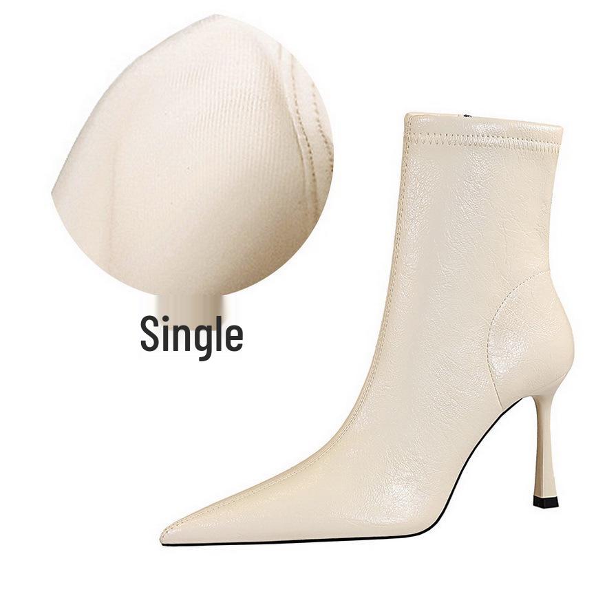 Retro Europäische & Amerikanische Stiletto Stiefeletten mit Seitlichem Reißverschluss - Damen Winter Spitzschuh Hoher Absatz Kurze Stiefel