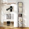 Set of 2 6-Level Bookshelves, Steel Frame, for Living Room, Office, Bedroom, Rustic Brown