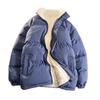 Jugend-Lammwolle-Baumwolljacke: Mit Fleece gefüttert, Stehkragen, Verdickter Wintermantel, Lässige Partner-Mode Oberbekleidung.