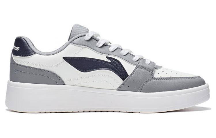 Li Ning Sycee Slip Resistant Cushioning Abrasion Resistant Low top Skateboard Shoes Men's White Gray AGCT339-3
