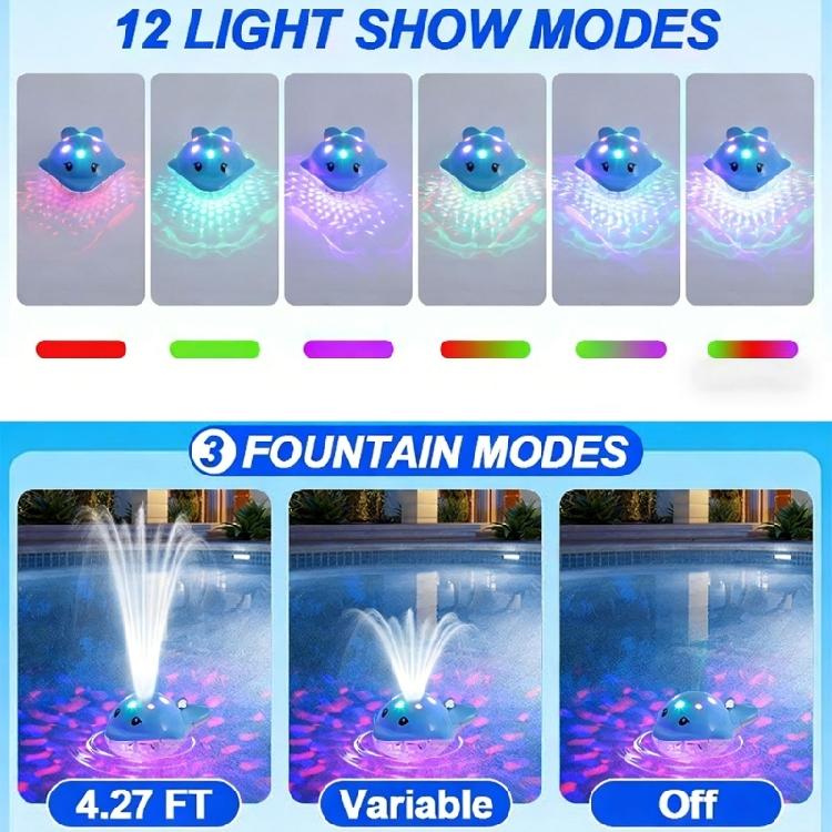 Movable Pool Accessory With Swirling Water flows And 12 Light Changes For Warm Weather Enjoyment