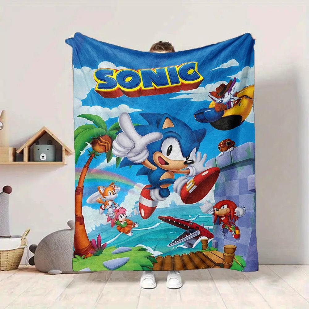1pc Sonic Adventure Flannel Throw Blanket - HD Printed Lightweight Soft Warm All-Season Blanket for Sofa, Bed, Travel, Camping - Machine Washable070