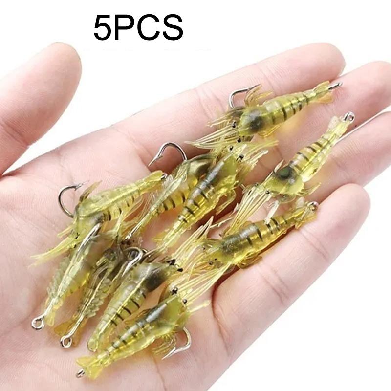 Soft Simulation Fishhook Shrimp Prawn Lure Hook Tackle Bait Fishing Lures Artificialbait Luminous Shrimp