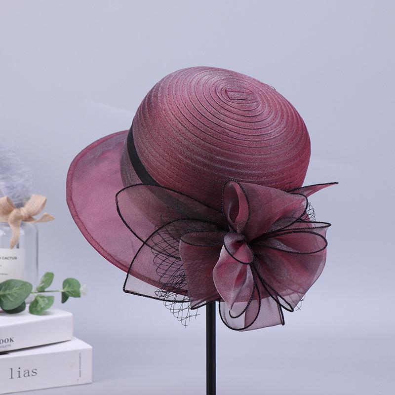 Hat female visor in the elderly sun hat organza bucket hat big brim big brim sun hat