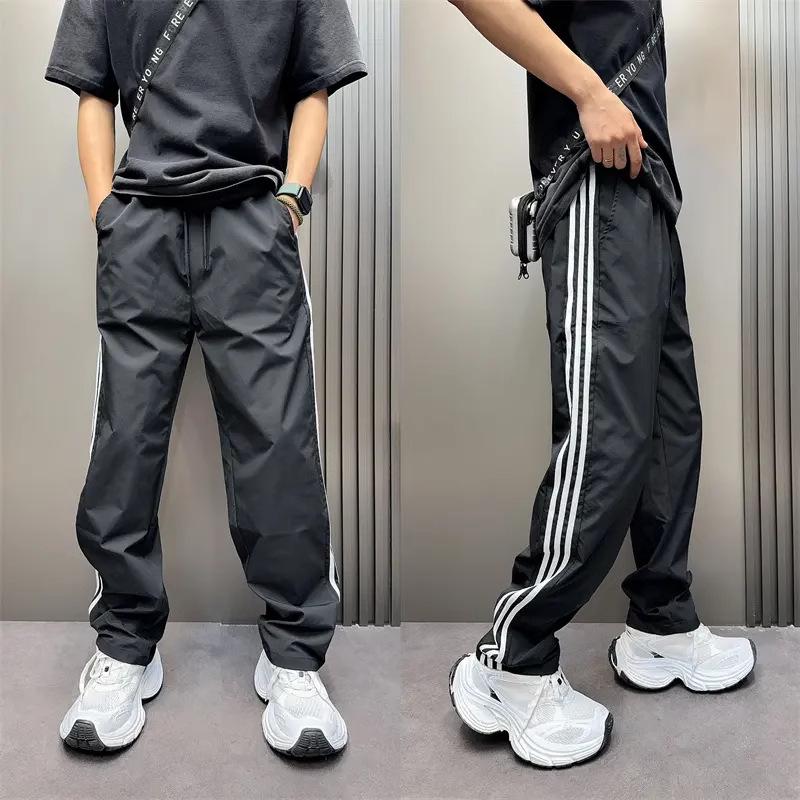 

Мужские модные дышащие полосатые брюки прямого кроя Slim-Fit чёрный