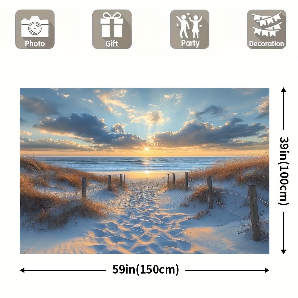 Beach Sunset Sand Dunes Ocean View Tapestry Coastal Scenery Wall Hanging Living Room Decor Summer Seaside Landscape Fabricposter