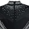 European & American Fashion Women's Solid Color Mesh Rhinestone Long Sleeve Mini Dress