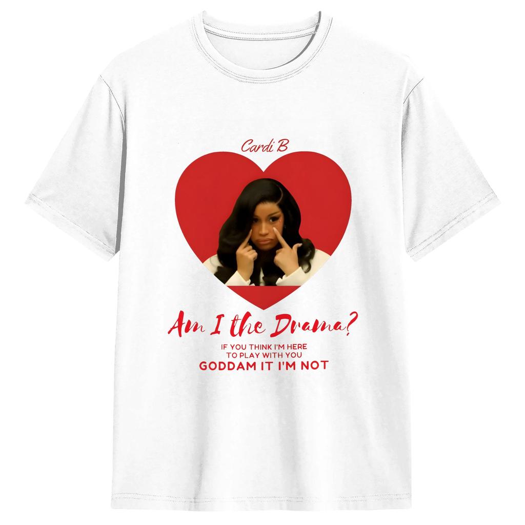 Cardi B Vintage TShirt Summer Leisure TShirts Unisexs Pure Cotton Breathable Top Tees ShortSleeve Street Style Tops