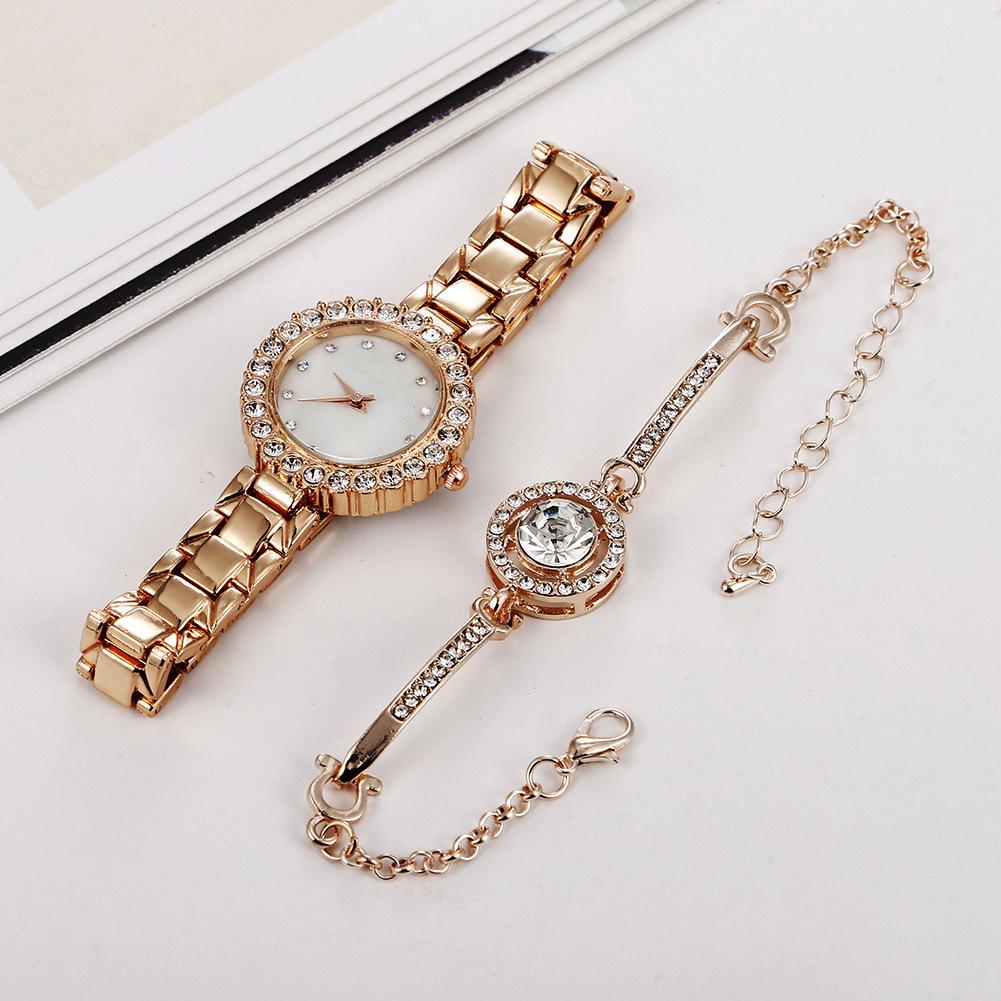 Diamond-Studded Minimalist Quartz Bracelet Watch with Pearl - Elegant and Luxurious Fashion Gift