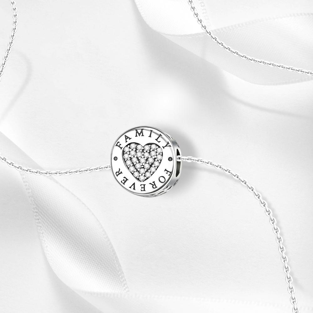 New Charms Copper Sister Daughter Mum Mother Family Love Heart Beads Fit Origina Bracelet Necklace Diy Jewelry