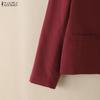 ZANZEA Women Lapel Long Sleeve Casual Thin Cardigan Blazer