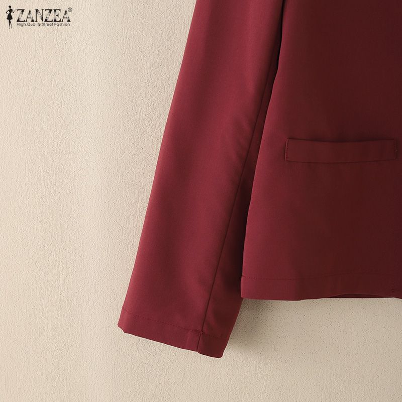 ZANZEA Women Lapel Long Sleeve Casual Thin Cardigan Blazer