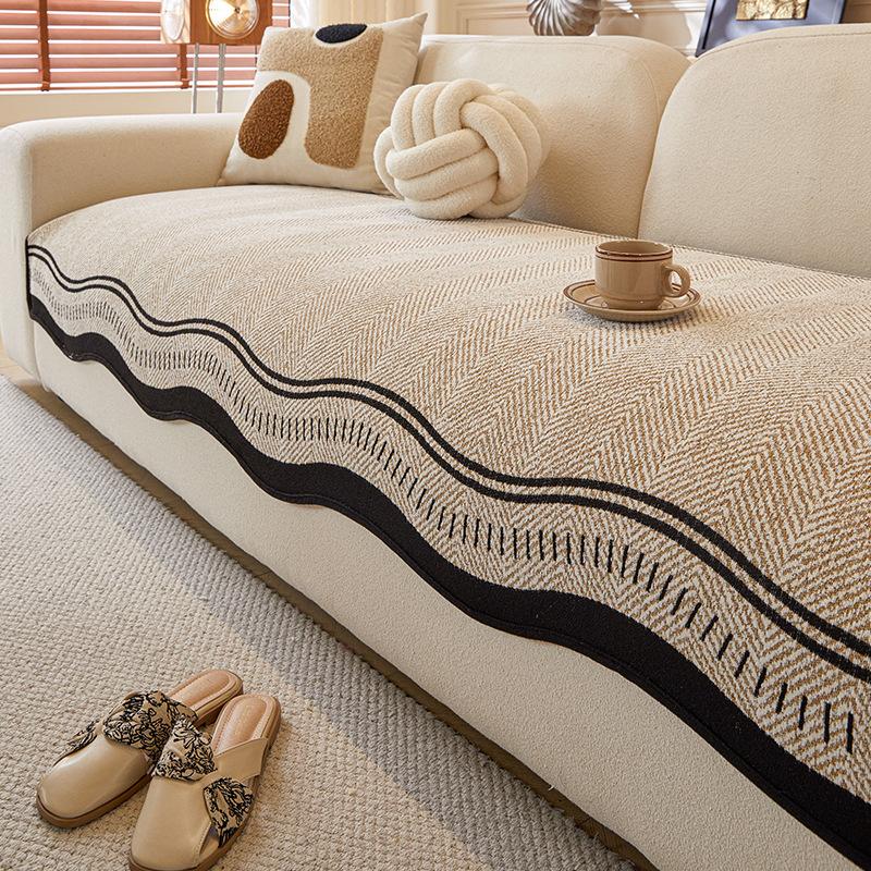 Special-Shaped Sofa Cushion  New Irregular Seat Cushion Fixed Non-Slip Machine Washable High-End Straight Row Sofa Cover