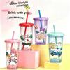 Genuine Sanrio Four-Piece Straw Cup Global Life Series Plastic Straw Water Cup Sharing Set For School Students
