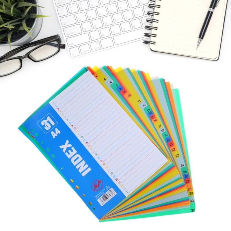 31 Sheets Colorful Folder Dividers Multifunctional Dividers A 4 File Dividers School Office Supplies for Students