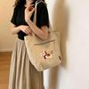 Women’s Cute Cartoon Canvas Tote: Large Capacity, Versatile Shoulder Bag for Daily Commute