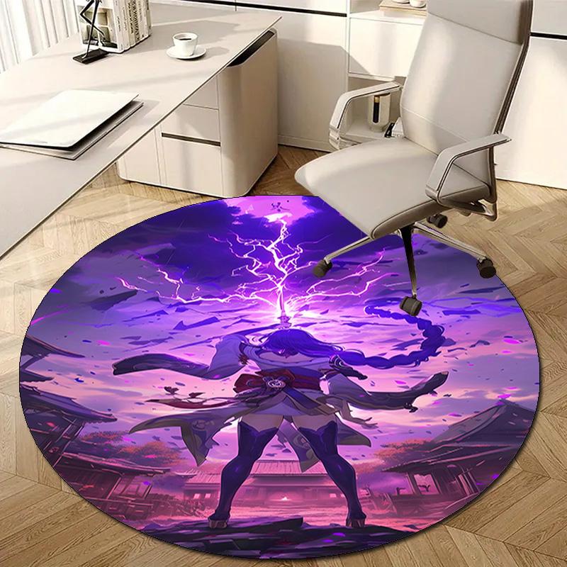 1pc Genshin Impact Beelzebul2 Design Printed Area Round Carpet for Bedroom Living Room Home Decor Rugs Mat Non Slip Mat Rug for Bedside