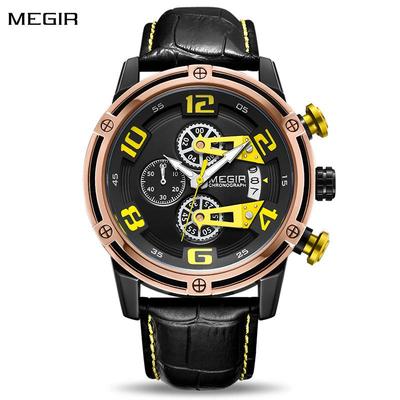 Chronograph Sport Watch Men Leather Strap Creative Quartz Watches Clock Men Military Wristwatch