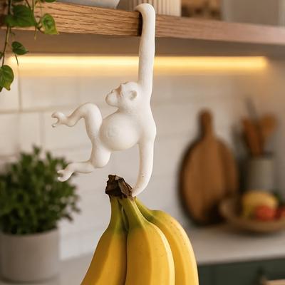 Gancio a Parete Multifunzione Stampato 3D a Forma di Scimmia Porta-Banana in Plastica Senza Foratura Gancio Decorativo per Appendere Frutta Camera da Letto