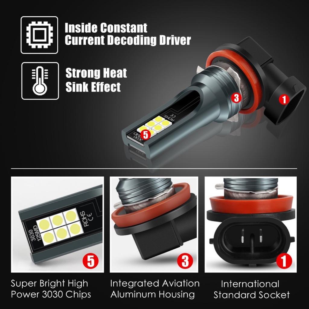 2PCS Car LED Headlight H8 Bulb Super Bright Car Driving Light Far And Near Light Integrated Car Light Modified 12v 6000k