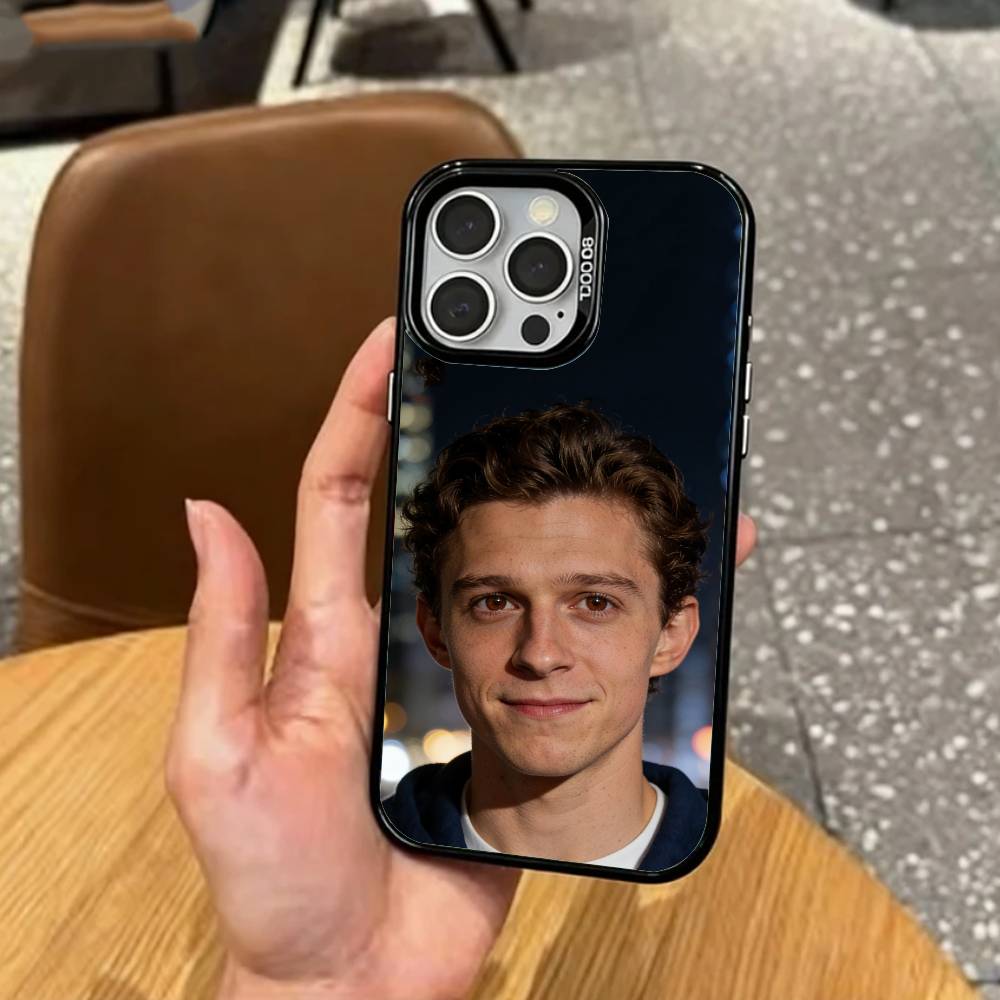 Handsome British Actor Tom Holland   Phone Case For iPhone17,16,15,14,13,12,11 Plus,Pro Max Colored Silver Plated Inside Cover