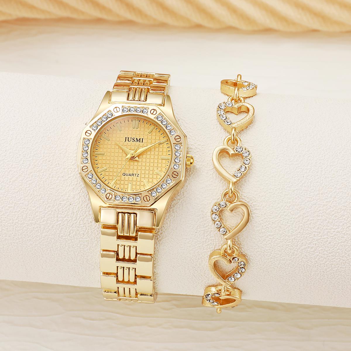 

Модные часы в стиле легкой роскоши, винтажные, минималистичные, с бриллиантами, стальным браслетом, кварцевые, горячая распродажа, тренд, женский набор часов и браслетов золотой